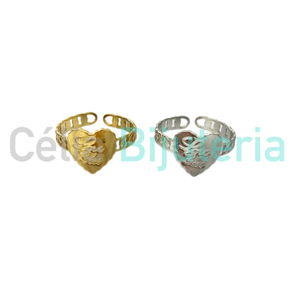 Anel de Aço - coração "Love You"