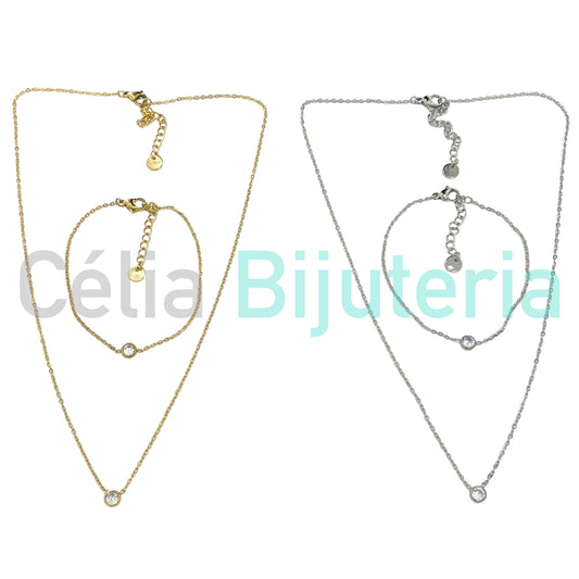 Colar / Pulseira de Aço - brilhante