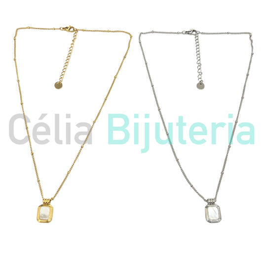 Colar de Aço - medalha com madrepérola