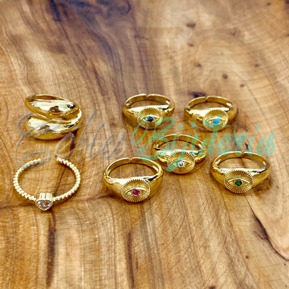 Anel de Ródio com Zircônias - Olho