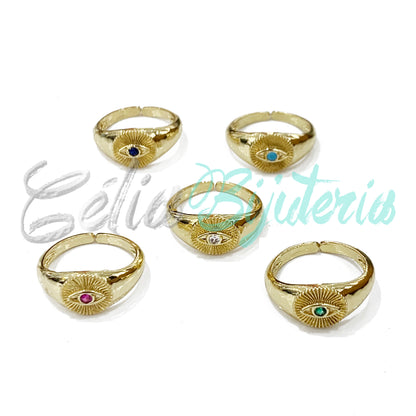 Anel de Ródio com Zircônias - Olho