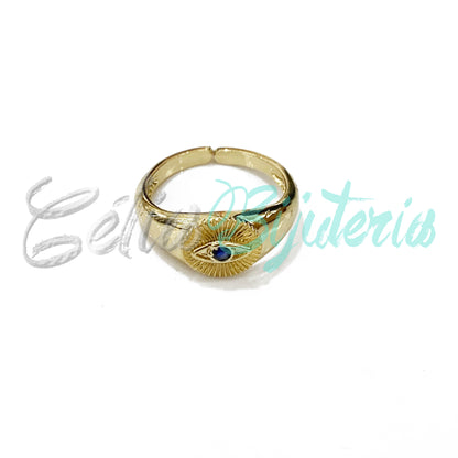 Anel de Ródio com Zircônias - Olho