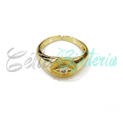 Anel de Ródio com Zircônias - Olho