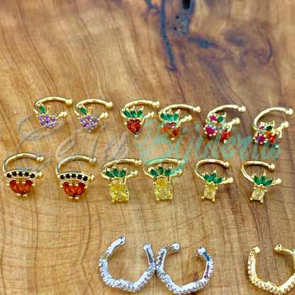 Earcuff de Ródio com Zircônias - fruta