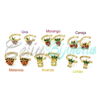 Earcuff de Ródio com Zircônias - fruta