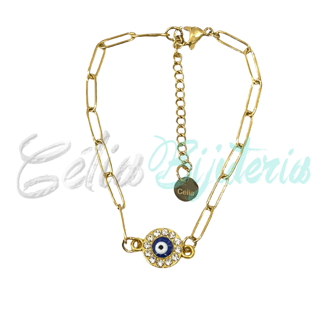 Pulsera de acero - ojo con diamantes