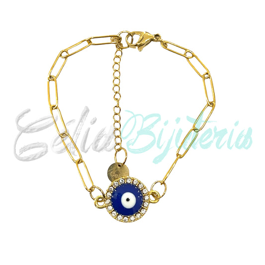 Pulsera de acero - ojo con diamantes