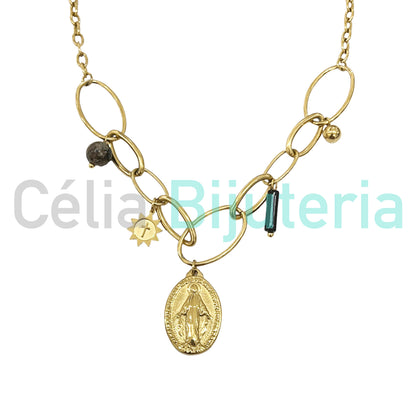 Colar de Aço - medalha Nossa Senhora
