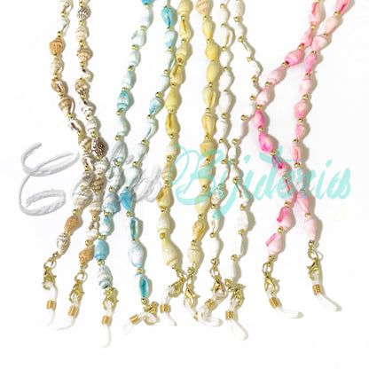 Fios para Óculos/Máscaras - Búzios com Peças Douradas