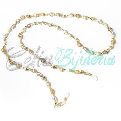 Fios para Óculos/Máscaras - Búzios com Peças Douradas