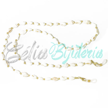 Fios para Óculos/Máscaras - Búzios com Peças Douradas