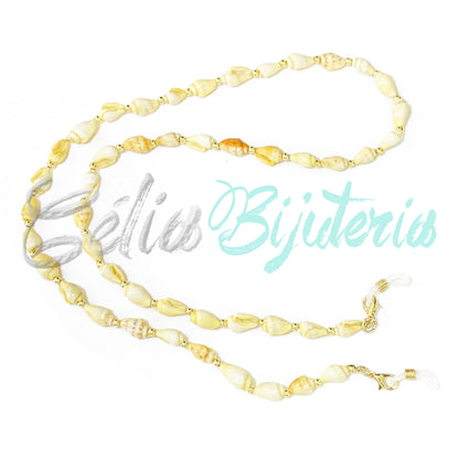 Fios para Óculos/Máscaras - Búzios com Peças Douradas