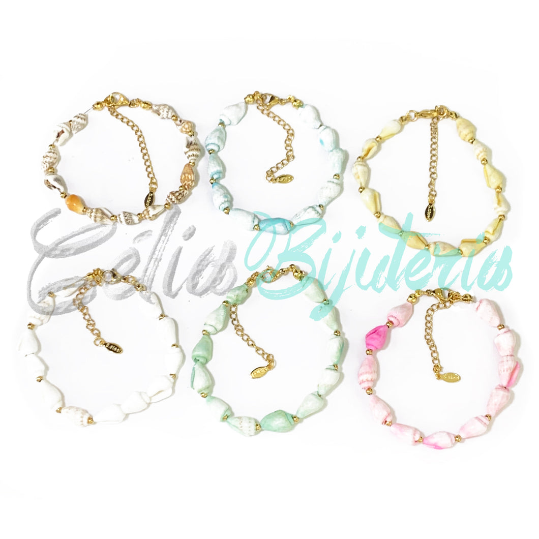 Pulsera Búzios con Bolas y Cierre de Acero