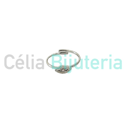 Anel de Aço com medalhinha com zirconias - olho
