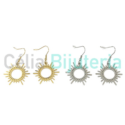 钢制耳环 - 太阳图案