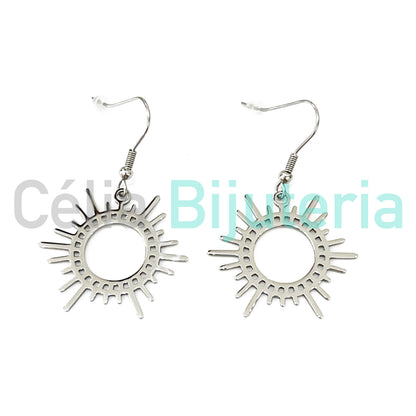 钢制耳环 - 太阳图案