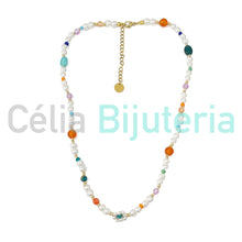 Cargar imagen en el visor de la galería, Collar/Pulsera de acero con perlas y piedras
