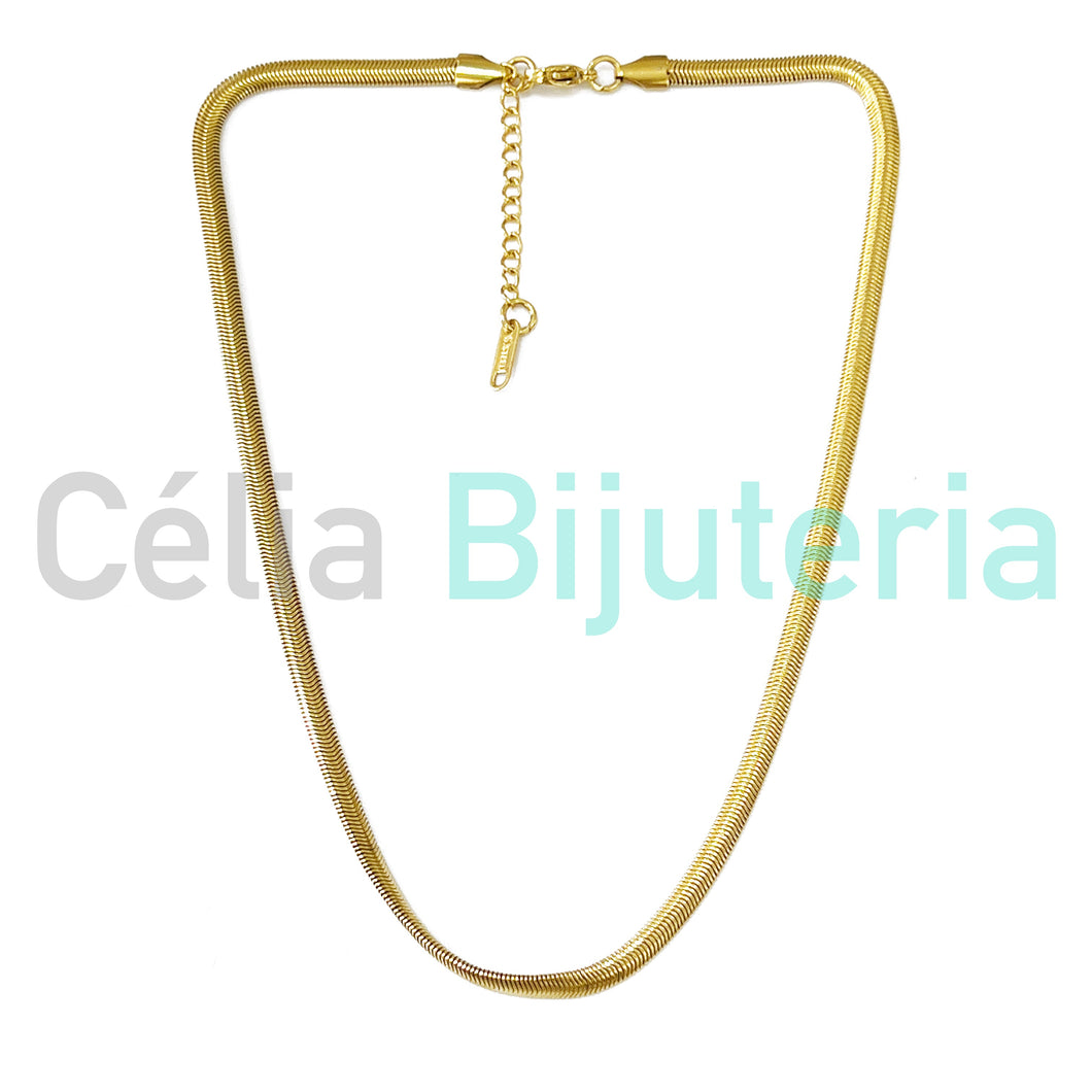 Collar Simple de Acero - serpiente plana redonda