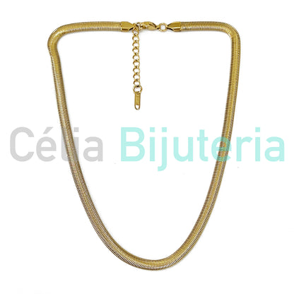 Colar de Aço Simples - snake espalmado redondo