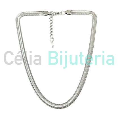 Colar de Aço Simples - snake espalmado redondo