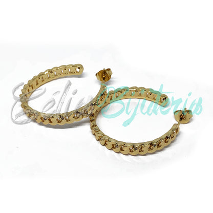 RHODIUM PLATED EARRINGS WITH ZIRCONIAS