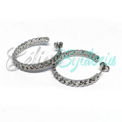 RHODIUM PLATED EARRINGS WITH ZIRCONIAS