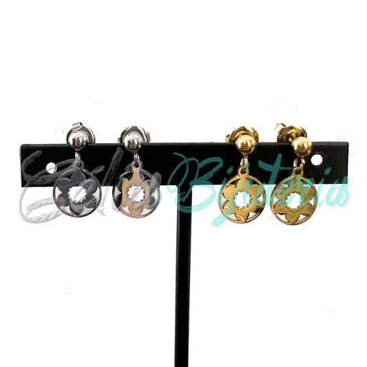 Brinco de Aço Mini com Medalha - flor