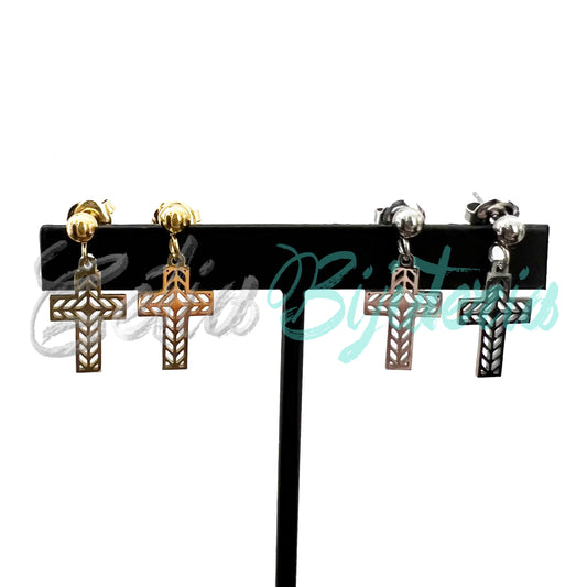 Brinco de Aço Mini com Medalha - cruz