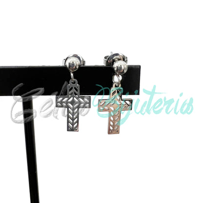 Brinco de Aço Mini com Medalha - cruz