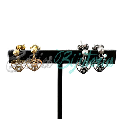 Mini Pendiente de Acero con Medalla - corazón