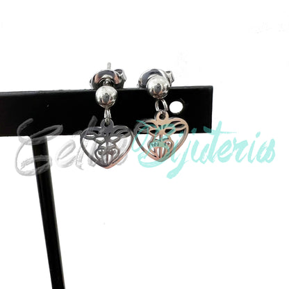 Mini Pendiente de Acero con Medalla - corazón