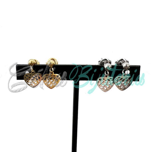 Mini Pendiente de Acero con Medalla - corazón