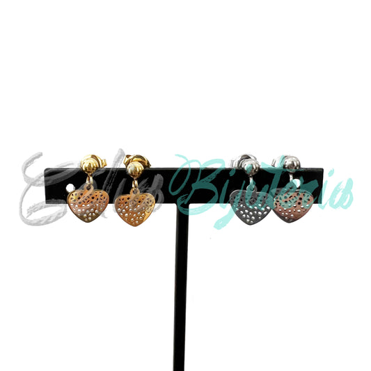 Mini Pendiente de Acero con Medalla - corazón