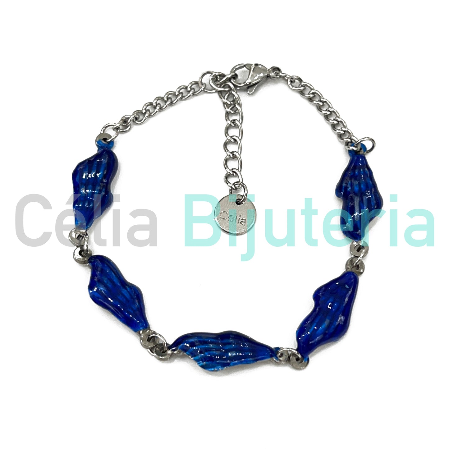 Pulseira de Aço - búzios coloridos