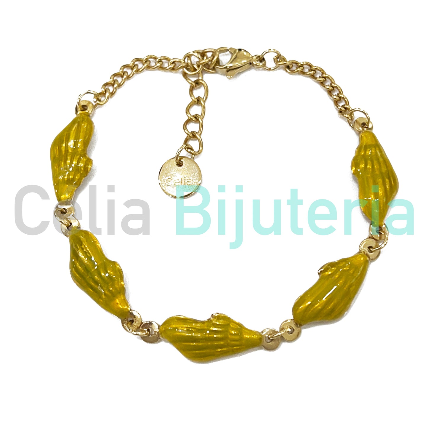 Pulseira de Aço - búzios coloridos