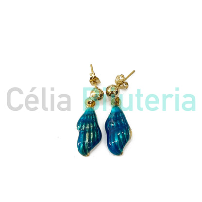 Pendiente de acero - conchas de colores