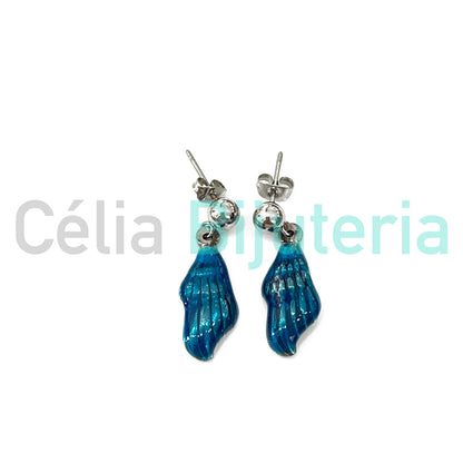 Pendiente de acero - conchas de colores