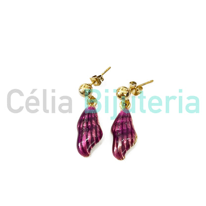 Pendiente de acero - conchas de colores