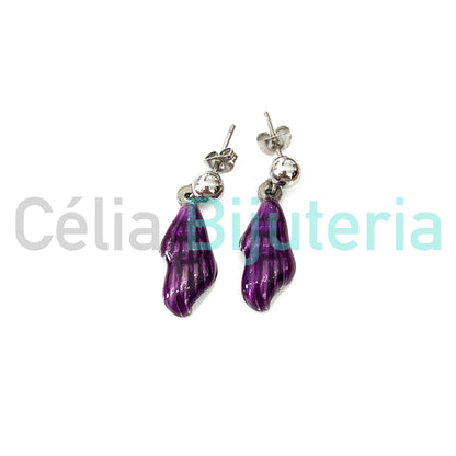 Pendiente de acero - conchas de colores