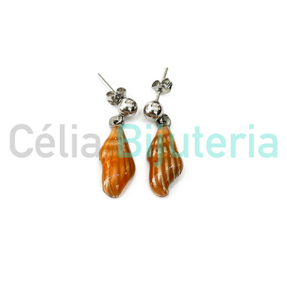 Pendiente de acero - conchas de colores