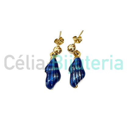Pendiente de acero - conchas de colores