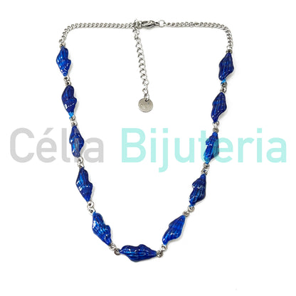 Colar de Aço - búzios coloridos