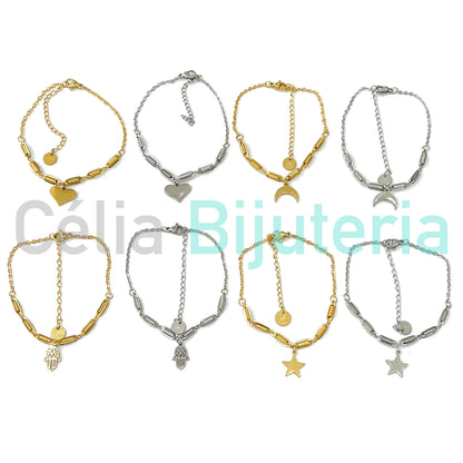 Brazalete de acero con medalla de acero.