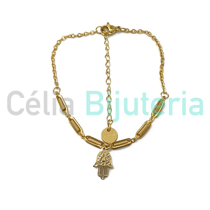 Brazalete de acero con medalla de acero.