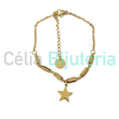 Brazalete de acero con medalla de acero.