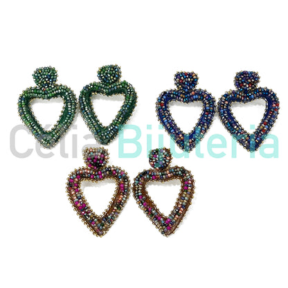 Fashion Earring - Heart with Faceted Crystals