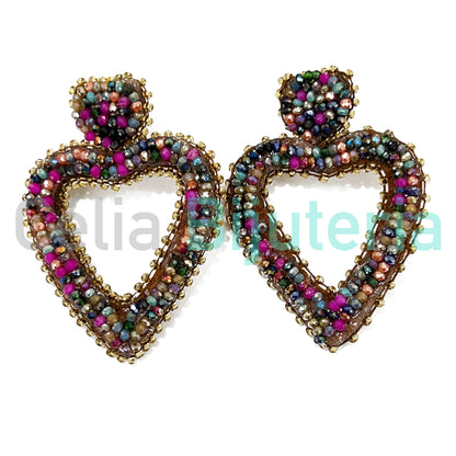 Fashion Earring - Heart with Faceted Crystals