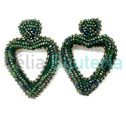 Fashion Earring - Heart with Faceted Crystals