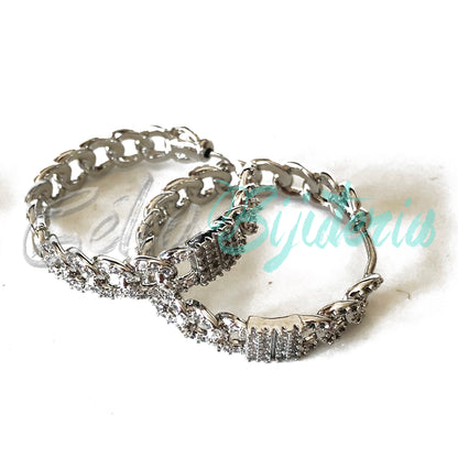 RHODIUM PLATED EARRINGS WITH ZIRCONIAS