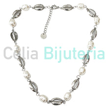 Cargar imagen en el visor de la galería, Collar/Pulsera/Tobillera de Acero - conchas con perlas
